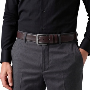 Cinturón de Cuero Genuino de Vaca para Hombre, Color Sólido, Hebilla de Pin, Estilo Formal, Duradero, Moldeado en una Sola Pieza - Product Image 6