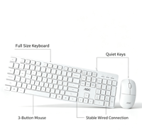 Mouse dan Keyboard Kabel AOC Murah Model Baru, Keyboard Plastik Ultra Tipis 104 Tombol USB 3.0 untuk Gaming Komputer