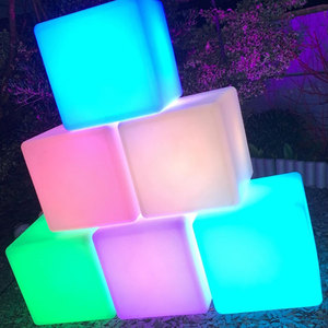 Rechargeable Battery Wireless Remote Control Outdoor <strong>Cube</strong> Color-Changing LED <strong>Light</strong> for Road Garden Hotel Landscape AC/DC Power - Product Image 6