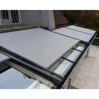 Auvent rétractable en aluminium, tissu acrylique imperméable, auvent électrique pour terrasse, pergola, serre en verre avec éclairage LED