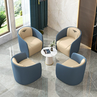 Fauteuil de salon en cuir au design épuré, mobilier d'appartement, chaise longue en cuir PU marron, fauteuil de détente moderne avec accoudoirs