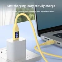 Cable de Datos con Pantalla Digital y Carga Rápida Tipo-C de Silicona Auténtica de 60W para Android/iOS, para Teléfono Móvil, Computadora y Cámara