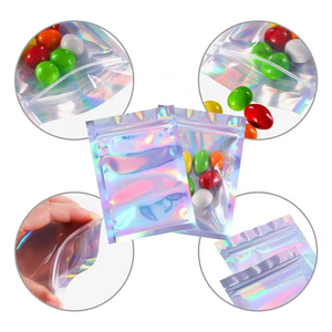 Y Y Custom Print Transparent Holographic Resealable Smell Proof Food Small Ziplock Plastic Packaging Mylar Hologram Bags - Product Image 5
