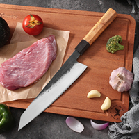 Couteaux de cuisine de chef Gyuto japonais forgés à la main de 9 pouces avec manche en bois de sycomore pour les chefs et la cuisine à domicile rasoir tranchant avec boîte-cadeau