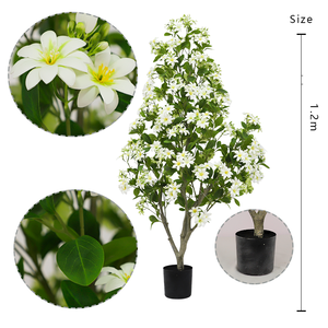 High-quality <b>Artificial</b> Plastic White-flower Windmill Jasmine Realistic <b>Artificial</b> Leaves 120CM Tall Indoor/<b>Outdoor</b> - Product Image 2