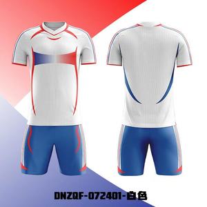 Setelan Jersey Sepak Bola Pria Pendek Cepat Kering 100% Poliester Anti-Bakteri Bernapas V-neck Sublimasi Kaos Sepak Bola Prancis - Product Image 5