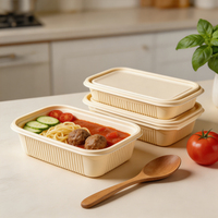 Boîte à bento jetable personnalisée JunVast en amidon de maïs PP de qualité alimentaire, compostable, pour plats à emporter, compatible micro-ondes