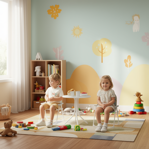 Juego de escritorio y silla para niños, diseño minimalista de plástico, solución de mobiliario infantil - Product Image 2