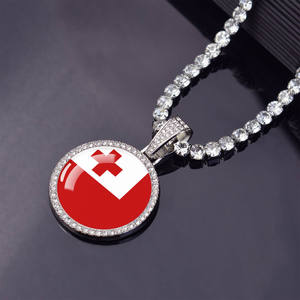 Australia bandera Hip Hop collar Rhinestone colgante Bling Iced Out CADENA DE <span class=keywords><strong>TENIS</strong></span> Fiji Samoa Kiribati Tuvalu banderas nacionales joyería - Product Image 4
