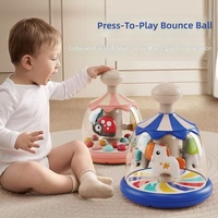 Jouet éducatif de reconnaissance des couleurs, balle rebondissante, jouet tournant pour l'apprentissage précoce des bébés, carrousel à pousser et à faire tourner pour enfants