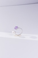 Bague en perle d'eau douce rose blanche