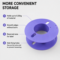 Bobine en plastique ABS violet haute densité de 118 mm, réutilisable et recyclable, pour kit d'essai de filament d'impression 3D de 250 g, vente en gros OEM
