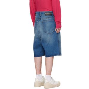 Custom <b>Men</b> <b>Jean</b> Shorts Blue Non-Stretchy High Rise <b>Relaxed</b> <b>Fit</b> Denim Shorts - Product Image 4