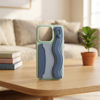 Élégante coque de téléphone portable en cuir violet-rose-bleu antichoc avec fente pour cartes pour iPhone 17 Pro/Pro Max/16/15 Pro