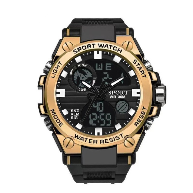 Sport Watch Men Analog Digital Quartz Watch Water Resistant 30M With Backlight Alarm Chronograph Silicone Strap