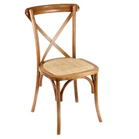 Chaise de salle à manger empilable en bois massif naturel à dossier croisé pour événements, fêtes, mariages, hôtels, extérieur