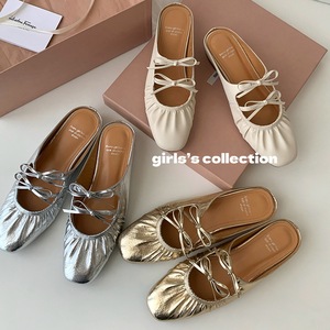 Sandalias de mujer con volantes, doble lazo, color liso, punta redonda, sin cordones, para uso casual, cómodas, duraderas y de suela plana. - Product Image 4