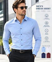 Kemeja Kerja Pria Slim Fit Lengan Panjang Kancing Depan, Berbagai Warna, Custom OEM, Grosir, Kasual Bisnis Formal