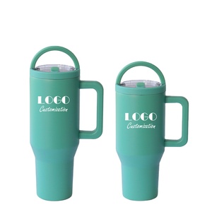 Gobelet isotherme moderne à double paroi en acier inoxydable de 40 oz avec poignée et paille pour voyage en extérieur - Product Image 1