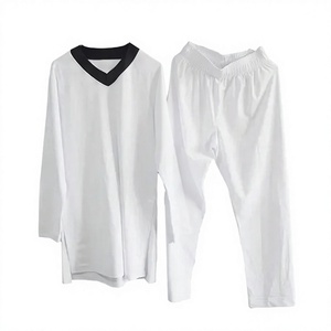 Taekwondo Uniforms Black <b>Neck</b> in Polyester Spandex Fabric Stretch Breathable <b>Light</b> Weight Unisex Adult Slim Fit Training - Product Image 1