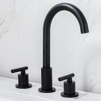 Populaire en Europe Robinet de lavabo à double interrupteur antidérapant froid et chaud à trois trous montés sur table en cuivre