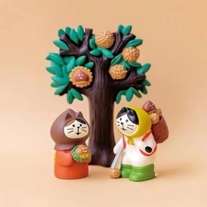 Figurine en résine style japonais chat ZAKKA, Arbre de kaki Récolte d'automne, Tendance, inspirée d'Instagram, Artisanat de poupée en boîte mystère - Product Image 3