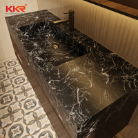 Lavabo mural moderne de luxe en marbre avec drain pour hôtels, villas et projets de salles de bain haut de gamme