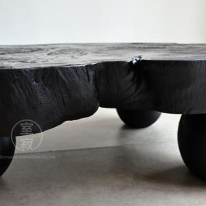 <span class=keywords><strong>Tavolino</strong></span> da Tè Basso in <span class=keywords><strong>Legno</strong></span> Massello Nero, Design Wabi-sabi Giapponese, Forma Irregolare, <span class=keywords><strong>con</strong></span> Texture Naturale del Tronco - Product Image 5