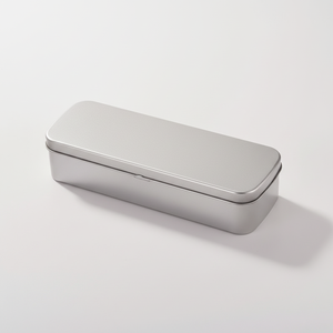 Boîte en métal rectangulaire avec charnière pour le rangement des crayons, des bijoux et des artisanat - Product Image 1