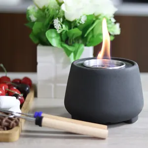 Sunbow Ceramic Mini Fireplace Smores Maker Ethanol Table Fireplace Smokeless Flame Ceramic Tabletop Fire Pit