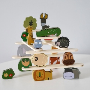 Jouet éducatif en bois : Blocs d'équilibre animaux mignons, dinosaures à empiler, jeu de construction haute, jouet d'assemblage pour interaction parent-enfant - Product Image 2