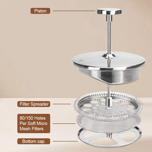 Hot bán đôi tường thép không gỉ pháp Báo Chí cà phê <span class=keywords><strong>Maker</strong></span> cách điện thiết kế kim loại - Product Image 3