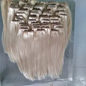 Wholesale Human Hair Sew in Hair Extension Blonde Remy Human Hair Machine Double Wefts