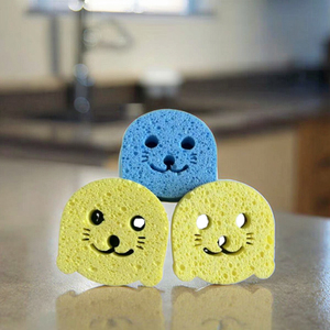 Miếng bọt biển bột gỗ, thiết kế phim hoạt hình sáng tạo Nhà Bếp Làm sạch miếng bọt biển phim hoạt hình sáng tạo khuôn mặt thiết kế rửa chén nhà bếp làm sạch - Product Image 5