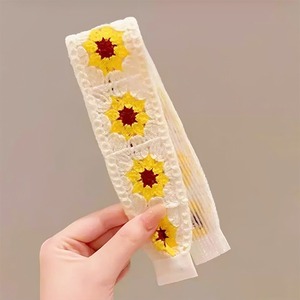 Coloré Crochet Fleur Broderie Bandeau pour Femmes Fille Tricoté Large Bandeau Frange Titulaire Accessoire Vacances Hawaïen Cadeau - Product Image 2