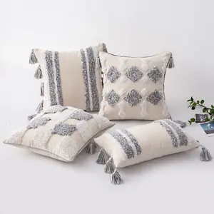 Sarung Bantal Bergambar Kustom Sarung Bantal Rumbai Mewah untuk Sarung Bantal Dekoratif Sofa Rumah