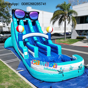 Offre Spéciale de 18 pieds Tropical Fiesta Breeze Toboggan gonflable de qualité commerciale avec piscine pour enfants et adultes - Product Image 1