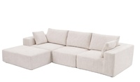 Canapé modulaire en forme de L HUATEAN 108 pouces avec assise profonde en PU, design moderne pour chambre à coucher (beige)