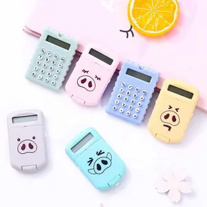Kpop calculadora de estudos, criativo abs, 8 dígitos, porco, mini colorido, crianças, bolso, estudantes, calculadora para estudo