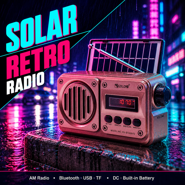 OEM Private Mold FM Rechargeable Solar Panel USB TF MP3 Player BT Digital Display Emergency Portable Mini Radio