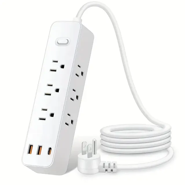 Multi-Outlet Power Board with Surge Protector, 2 USB Charging Ports, 9 AC Outlets and 1 TYPE C