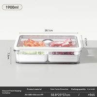 Boîte de conservation sous vide en plastique transparent scellée multi-tailles pour réfrigérateur, pour stocker aliments, légumes et fruits