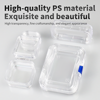 Boîte en plastique transparente à charnières élastiques de 55x55x25 mm, emballage suspendu pour appareils de précision de laboratoire, micro-composants