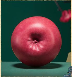 Sculpture de pomme en métal peinte à la main, figurine de fruit en bronze rouge, ornement sculpté pour la décoration de la maison ou du bureau - Product Image 5