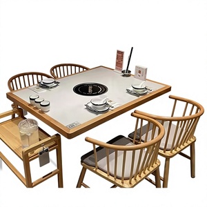 <span class=keywords><strong>Tavolo</strong></span> Rettangolare Moderno Personalizzato in Ardesia per Hotpot con Fornello a Induzione Integrato, Purificazione Senza Fumo e <span class=keywords><strong>Tavolo</strong></span> per Spiedini da Barbecue - Product Image 1