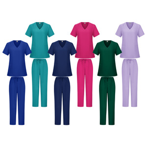 Unisex Scrub Suit Set Moisture Wicking V Neck Short Sleeve Hospital Uniforms For Men And Women Summer Medical Workwear - Product Image 2