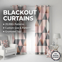 Cortinas Opacas Modernas con Estampado Digital de Triángulos Geométricos Rosa y Gris, con más del 90% de Sombreado, para Oscurecer la Habitación, Decoración del Hogar