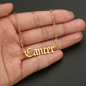 Elegante regalo femminile PVD placcatura oro oro 18K vecchie donne inglesi acciaio inossidabile <span class=keywords><strong>astrologia</strong></span> 12 segni zodiacali collana gioielli - Product Image 4
