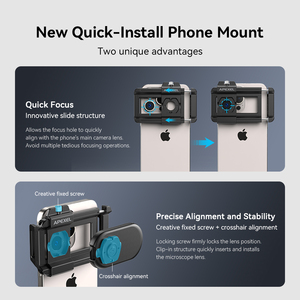 2024 새로운 도착 200X 전화 현미경은 자동으로 365nm 자외선으로 APP 절반/전체 조리개를 초점 - Product Image 5