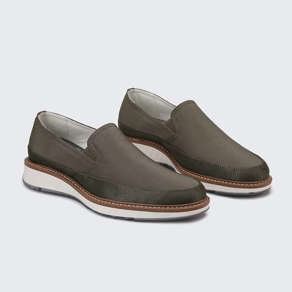 Fashion Casual Flat Genuine Leather Mens Brown Slip On Casual Loafers